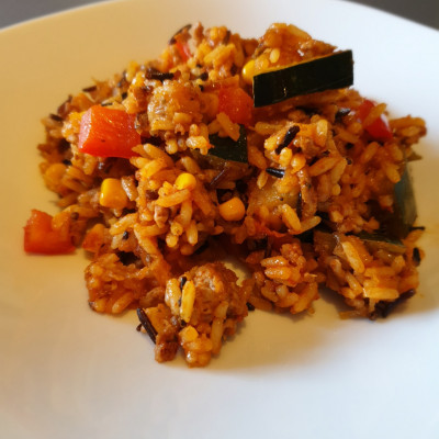 Mittagessen Reispfanne